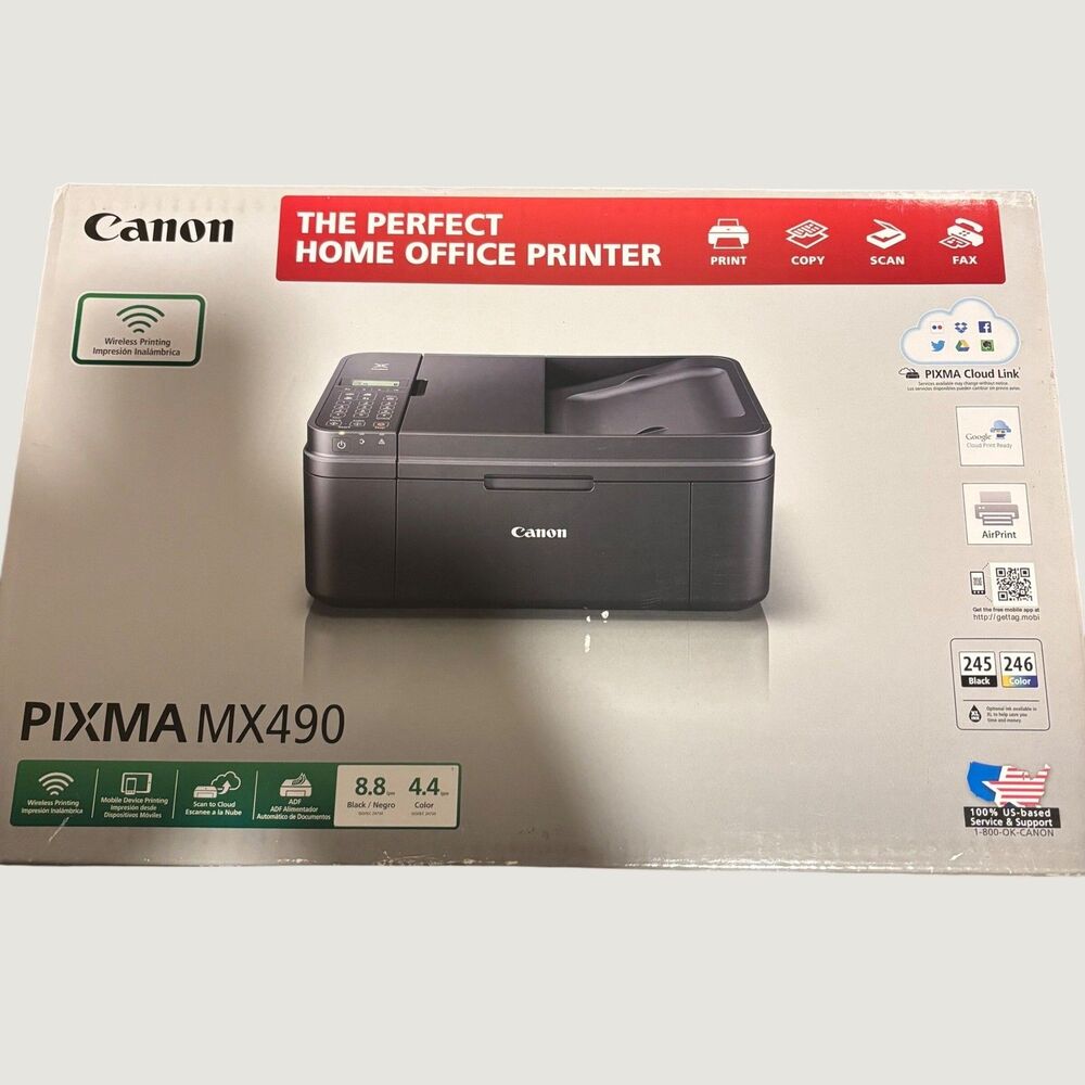 Canon PIXMA MX490 All-in-One Printer Black New Open Box Wireless Scan Copy Fax